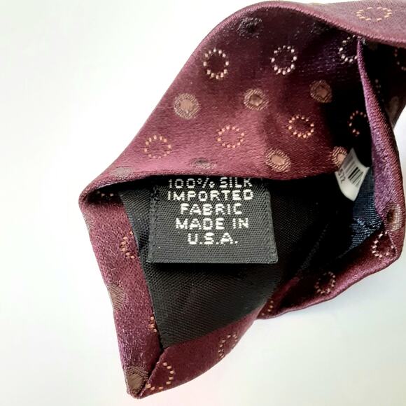 Murano 100% Silk Mens Necktie Maroon Wine Gold Mens Holiday Neck Tie - Picture 6 of 7